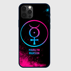 Чехол для iPhone 12 Pro Marilyn Manson - neon gradient, цвет: 3D-черный