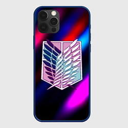 Чехол для iPhone 12 Pro Attack on Titan stripes neon, цвет: 3D-тёмно-синий