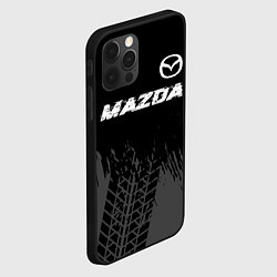 Чехол для iPhone 12 Pro Mazda speed на темном фоне со следами шин: символ, цвет: 3D-черный — фото 2