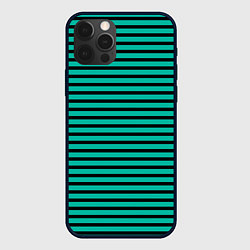 Чехол для iPhone 12 Pro Зелёный в чёрную полоску, цвет: 3D-черный