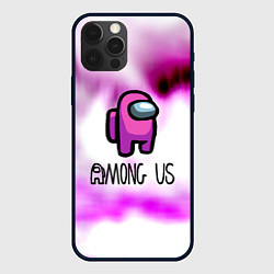 Чехол для iPhone 12 Pro Among us game pink, цвет: 3D-черный