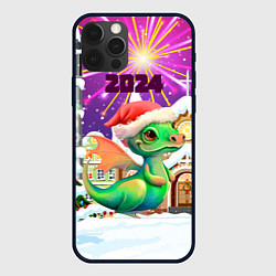 Чехол для iPhone 12 Pro Дракончик в новогодний салют, цвет: 3D-черный