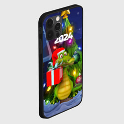 Чехол для iPhone 12 Pro Дракон с подарком у елки, цвет: 3D-черный — фото 2