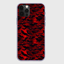 Чехол для iPhone 12 Pro Летучие мыши в красную ночь, цвет: 3D-светло-сиреневый