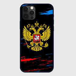 Чехол для iPhone 12 Pro Герб РФ краски, цвет: 3D-черный