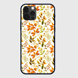 Чехол для iPhone 12 Pro Осенние листья и желуди, цвет: 3D-черный