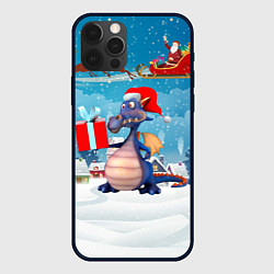Чехол для iPhone 12 Pro Новогодний праздничный дракон, цвет: 3D-черный