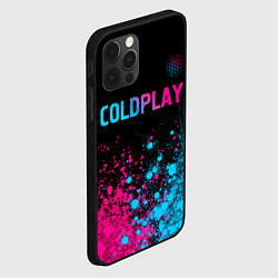 Чехол для iPhone 12 Pro Coldplay - neon gradient: символ сверху, цвет: 3D-черный — фото 2