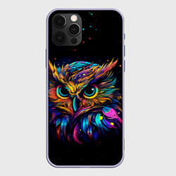 Чехол для iPhone 12 Pro Разноцветная цифровая сова - нейросеть, цвет: 3D-светло-сиреневый