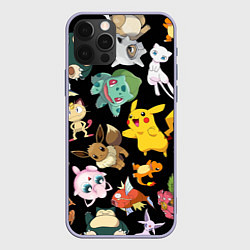 Чехол для iPhone 12 Pro Пикачу и другие покемоны, цвет: 3D-светло-сиреневый