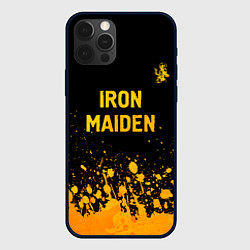 Чехол для iPhone 12 Pro Iron Maiden - gold gradient: символ сверху, цвет: 3D-черный