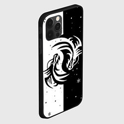 Чехол для iPhone 12 Pro Инь Янь - Драконы, цвет: 3D-черный — фото 2