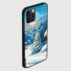 Чехол для iPhone 12 Pro Зимний домик и елка, цвет: 3D-черный — фото 2