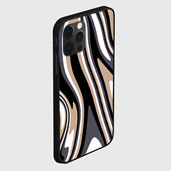 Чехол для iPhone 12 Pro Абстракция чёрно-бежевая, цвет: 3D-черный — фото 2