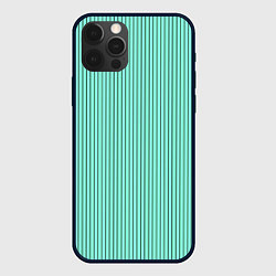 Чехол для iPhone 12 Pro Мятный полосатый, цвет: 3D-черный