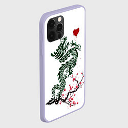 Чехол для iPhone 12 Pro Дракон на сакуре, цвет: 3D-светло-сиреневый — фото 2