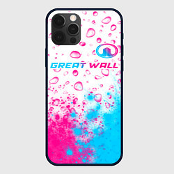 Чехол для iPhone 12 Pro Great Wall neon gradient style посередине, цвет: 3D-черный