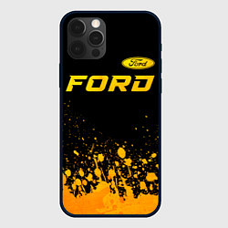 Чехол для iPhone 12 Pro Ford - gold gradient посередине, цвет: 3D-черный