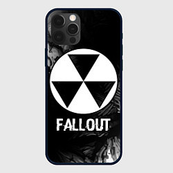 Чехол для iPhone 12 Pro Fallout glitch на темном фоне, цвет: 3D-черный