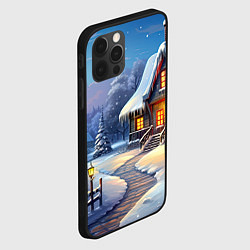Чехол для iPhone 12 Pro Новый год зимний фон, цвет: 3D-черный — фото 2