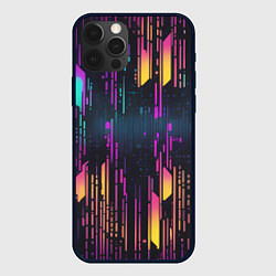 Чехол для iPhone 12 Pro Киберпанк полосы розовые и жёлтые, цвет: 3D-черный