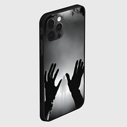 Чехол для iPhone 12 Pro Руки зомби и силуэт в тумане, цвет: 3D-черный — фото 2