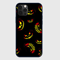Чехол для iPhone 12 Pro Злобные тыквы, цвет: 3D-черный