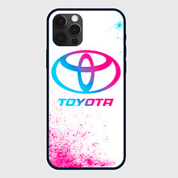 Чехол для iPhone 12 Pro Toyota neon gradient style, цвет: 3D-черный