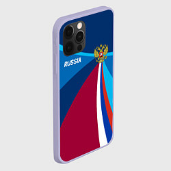 Чехол для iPhone 12 Pro Герб и триколор России с геометрией, цвет: 3D-светло-сиреневый — фото 2