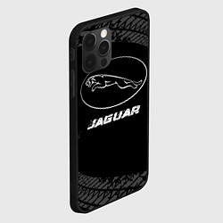 Чехол для iPhone 12 Pro Jaguar speed на темном фоне со следами шин, цвет: 3D-черный — фото 2