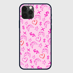 Чехол для iPhone 12 Pro Паттерн - розовые граффити, цвет: 3D-черный
