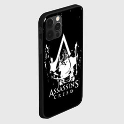 Чехол для iPhone 12 Pro Assassins Creed белые краски, цвет: 3D-черный — фото 2