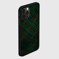 Чехол для iPhone 12 Pro Тёмно-зелёная диагональная клетка в шотландском ст, цвет: 3D-черный — фото 2