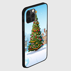 Чехол для iPhone 12 Pro Новогодняя высокая елочка, цвет: 3D-черный — фото 2