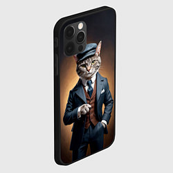 Чехол для iPhone 12 Pro Кот в стиле Томаса Шелби - Острые козырьки, цвет: 3D-черный — фото 2