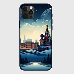 Чехол для iPhone 12 Pro Площадь новогодняя, цвет: 3D-черный