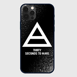 Чехол для iPhone 12 Pro Thirty Seconds to Mars glitch на темном фоне, цвет: 3D-черный