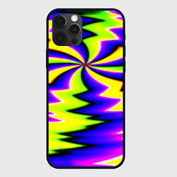 Чехол для iPhone 12 Pro Неоновая фрактальная абстракция, цвет: 3D-черный