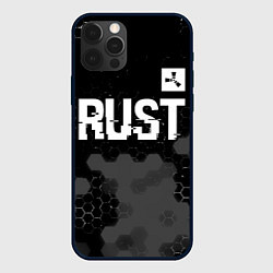 Чехол для iPhone 12 Pro Rust glitch на темном фоне посередине, цвет: 3D-черный