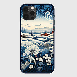 Чехол для iPhone 12 Pro Зимний лес новогодний узор, цвет: 3D-черный