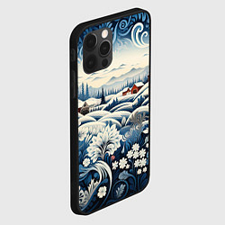 Чехол для iPhone 12 Pro Зимний лес новогодний узор, цвет: 3D-черный — фото 2