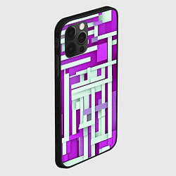 Чехол для iPhone 12 Pro Полосы на фиолетовом фоне, цвет: 3D-черный — фото 2