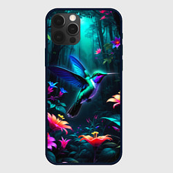 Чехол для iPhone 12 Pro Колибри в темном лесу, цвет: 3D-черный