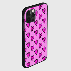 Чехол для iPhone 12 Pro Розовые сердечки каракули, цвет: 3D-черный — фото 2