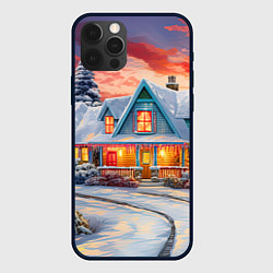 Чехол для iPhone 12 Pro Зимняя сказка снежный пейзаж, цвет: 3D-черный