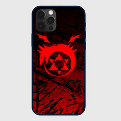 Чехол для iPhone 12 Pro Красный знак уроборос - Стальной алхимик, цвет: 3D-черный