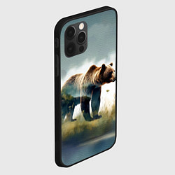 Чехол для iPhone 12 Pro Минималистичный пейзаж с медведем акварель, цвет: 3D-черный — фото 2