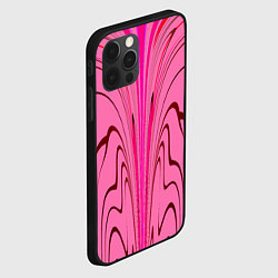Чехол для iPhone 12 Pro Плавные линии на розовом фоне, цвет: 3D-черный — фото 2