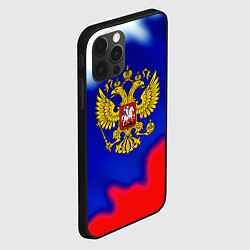 Чехол для iPhone 12 Pro Герб РФ триколор краски, цвет: 3D-черный — фото 2