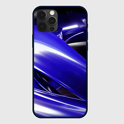 Чехол для iPhone 12 Pro Blue black abstract, цвет: 3D-черный
